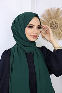 -zümrüt Yeşili- Lüks Medine Ipeği Kadın Tesettür Şal ürün fotoğrafı