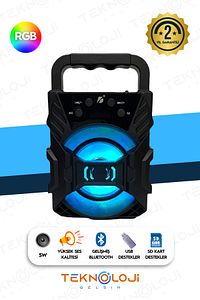 Bluetooth Hoparlör Taşınabilir Ses Bombası Led Işıklı Extra Bass Ses Radyolu Speaker Sd Kart-usb ürün fotoğrafı