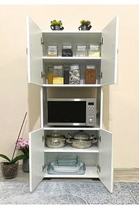 Fırın Dolabı Çok Amaçlı Dolap 4 Kapaklı Dolap Beyaz Mikrodalga Fırın Dolabı Mini Fırın Dolap ürün fotoğrafı
