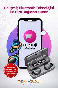 Bluetooth Kulaklık Kulakiçi Powerbanklı Çift Mikrofonlu Dokunmatik Kablosuz Earbuds F9 Pro ürün fotoğrafı
