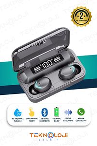 Bluetooth Kulaklık Kulakiçi Powerbanklı Çift Mikrofonlu Dokunmatik Kablosuz Earbuds F9 Pro ürün fotoğrafı