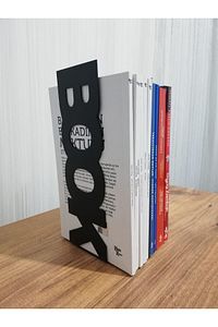 Dekoratif Siyah Metal Dikey Book Yazı Tasarımlı Kitap Tutucu Ve Metal Kitap Desteği 2li Set Mk11s ürün fotoğrafı