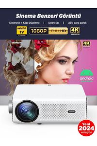 Leisure 495w Android Tv 4k Destekli Projeksiyon Cihazı 5gwi-fi 5.1bluetooth 220 Inç Ekran Dolby Ses ürün fotoğrafı