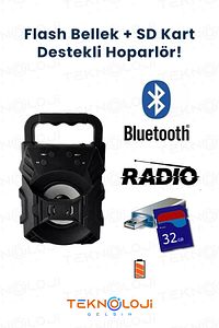 Bluetooth Hoparlör Taşınabilir Ses Bombası Led Işıklı Extra Bass Ses Radyolu Speaker Sd Kart-usb ürün fotoğrafı