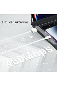 Samsung Xiaomi Oppo Reeder Huawei Usb To Type C Örgülü Hızlı Şarj Kablosu Uyumlu 120 Cm Beyaz ürün fotoğrafı