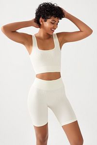 Kadın Ekru Askılı Fitilli Kare Yaka Crop Top Büstiyer Square ürün fotoğrafı