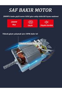 Premium 2800w Et Kıyma Makinesi Beyaz Metal Dişli ürün fotoğrafı