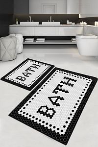 Black Bath Yıkanabilir 2li Banyo Halısı Paspası Klozet Takımı Dc-8034 ürün fotoğrafı