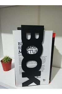 Dekoratif Siyah Metal Dikey Book Yazı Tasarımlı Kitap Tutucu Ve Metal Kitap Desteği 2li Set Mk11s ürün fotoğrafı