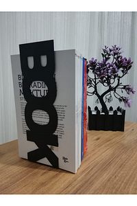 Dekoratif Siyah Metal Dikey Book Yazı Tasarımlı Kitap Tutucu Ve Metal Kitap Desteği 2li Set Mk11s ürün fotoğrafı
