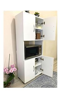 Fırın Dolabı Çok Amaçlı Dolap 4 Kapaklı Dolap Beyaz Mikrodalga Fırın Dolabı Mini Fırın Dolap ürün fotoğrafı