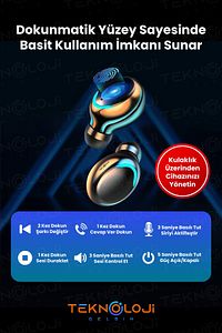 Bluetooth Kulaklık Kulakiçi Powerbanklı Çift Mikrofonlu Dokunmatik Kablosuz Earbuds F9 Pro ürün fotoğrafı
