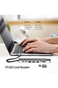 Macbook Pro Air Usb Type-c Hub Dönüştürücü Çevirici Çoklayıcı Usb Hdmı Micro Sd 8 Girişli ürün fotoğrafı