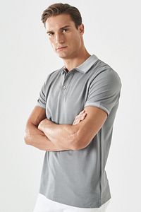 Erkek Çekmeyen Pamuklu Kumaş Slim Fit Dar Kesim Gri Kıvrılmaz Polo Yaka T-shirt ürün fotoğrafı