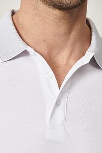 Erkek Çekmeyen Pamuklu Kumaş Slim Fit Dar Kesim Beyaz Kıvrılmaz Polo Yaka T-shirt ürün fotoğrafı
