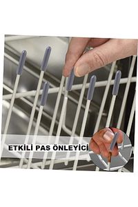 100 Adet Gri - Pas Önleyici Bulaşık Makinesi Sepeti Plastik Kapak Uçları Çizilmeleri Engeller ürün fotoğrafı