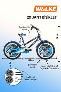 Mito 20 Jant Çocuk Bisikleti Mavi Eva Destek Tekeri Hediyeli 7-10 Yaş ürün fotoğrafı