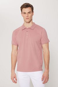 Erkek Gül Kurusu %100 Pamuk Kıvrılmaz Pike Polo Yaka Slim Fit Dar Kesim Tişört ürün fotoğrafı
