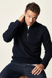 Erkek Lacivert Anti-pilling Tüylenme Yapmayan Standart Fit Bato Yaka Soğuk Geçirmez Polar Sweatshirt ürün fotoğrafı