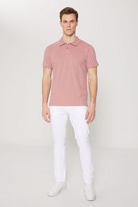 Erkek Gül Kurusu %100 Pamuk Kıvrılmaz Pike Polo Yaka Slim Fit Dar Kesim Tişört ürün fotoğrafı
