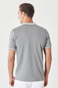 Erkek Çekmeyen Pamuklu Kumaş Slim Fit Dar Kesim Gri Kıvrılmaz Polo Yaka T-shirt ürün fotoğrafı