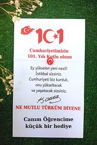 10 Adet 101. Yıl Logo Kartlı Türk Bayrağı Bileklik - 29 Ekim Cumhuriyet Bayramı Hediyesi - (paketli) ürün fotoğrafı