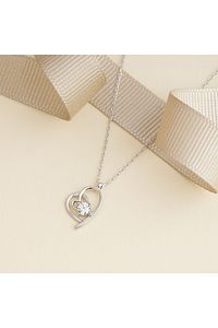 925 Ayar Radyum Kaplama  Sertifikalı  Swarovski Taşlı Kalpli Gümüş Kolye ürün fotoğrafı