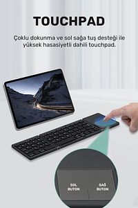 Katlanabilir Bluetooth Mini Klavye Şarj Edilebilir, Touchpadli, Kablosuz ürün fotoğrafı