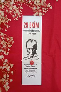 5 Adet Atatürk Silüet Türk Bayrağı Bileklik & Kitap Ayracı - 29 Ekim Hediye - Jelatinli ürün fotoğrafı