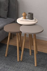 Roma Zigon sehpa Beyaz-Cappuccino-Kahve ürün fotoğrafı