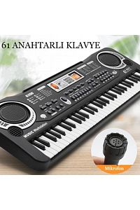 Çocuklar İçin Org Piyano Elektronik Keyboard 61 Tuşlu klavye Mikrofonlu Pilli Karaoke Enstrüman ürün fotoğrafı