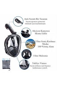 Sm Beden Sm Siyah Tam Yüz Dalış Maskesi Su Altı Keşif Maskesi Slikon Şnorkel Full Face Mask ürün fotoğrafı