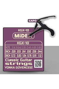 Midex Kgx-10c Klasik Gitar Teli Takımı Pena Ve Kapo (CAPO) Seti ürün fotoğrafı