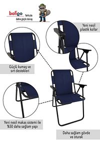 Spor Kamp Sandalyesi Katlanır Sandalye Piknik Sandalyesi Plaj Sandalyesi Lacivert. Lacivert Tekli K ürün fotoğrafı