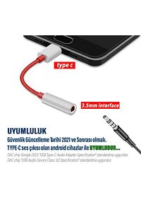 Tyep C Kulaklık Dönüştürcü Vivo V21 - V21e - V23 5G V25 - V29 5G V29 Lite 5G - V30 - V30 Lite Uyumlu ürün fotoğrafı