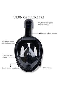 SM Beden Tam Yüz Dalış Maskesi Su Altı Keşif Maskesi Slikon Şnorkel Full Face Mask ürün fotoğrafı