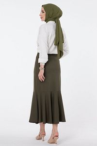 Düz Orta Kadın Haki Etek - 23644 ürün fotoğrafı