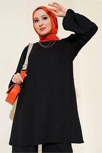 Kadın Siyah Tunik Pantolon Alt Üst Takım 6663 ürün fotoğrafı