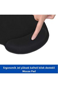 Bilek Destekli Mouse Pad, Flexible Ergonomik Mouse Pad, Rahat Mouse Pad,kaymaz Taban,siyah ürün fotoğrafı