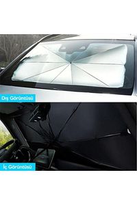 Ally Araba Güneş Gölge Koruyucu Şemsiye Oto Ön Cam Güneşlik(145cm*79cm) Siyah,gri ürün fotoğrafı