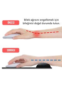 Bilek Destekli Mouse Pad, Flexible Ergonomik Mouse Pad, Rahat Mouse Pad,kaymaz Taban,siyah ürün fotoğrafı