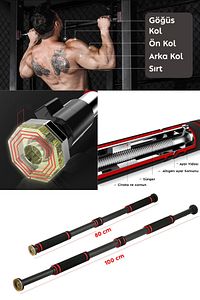 Barfiks Çubuğu 80 -100 Cm Çift Süngerli Ayarlanabilir Barfiks Çekme Demiri Barfiks Aleti Gym ürün fotoğrafı
