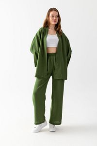Zen Elegance Kadın Kimono Takım - Geniş Paça Keten Dokulu Alt Üst Yazlık Takım ürün fotoğrafı