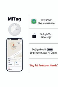 Mitag Airtag Apple Ile Uyumlu Apple Mfı Sertifikalı Akıllı Takip Cihazı Kılıfsız Beyaz ürün fotoğrafı