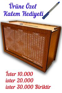 Parabox - 30.000tl Kumbara (Kalem Hediyeli) , Ahşap Para Biriktirme Hedef Kutusu ürün fotoğrafı