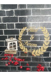 Pleksi Başak Model Söz Nişan Masa Üstü Isimlik Gold ürün fotoğrafı
