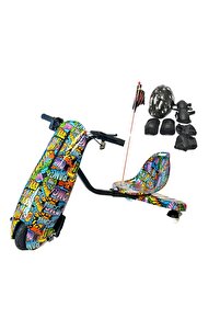 Drift Car Elektrikli Kaykay Dirift Kar Hoverboard Scooter Bluetooth Kask Dizlik Dirseklik Bayrak ürün fotoğrafı