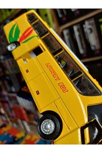 METAL YOLCU OTOBÜSÜ DIECAST KOLEKSİYON SESLİ IŞIKLI FARLAR YANAR OTOBÜS KAPI BAGAJ AÇILIR SARI ürün fotoğrafı