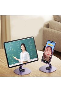 Metal Masaüstü Telefon Tutucu Tablet Standı 360 Derece Dönen Katlanabilir Kaydırmaz Silikon Pedli ürün fotoğrafı