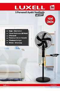 Lxf-518 S 18'' 65 Watt 5 Kanatlı Ayaklı Vantilatör ürün fotoğrafı